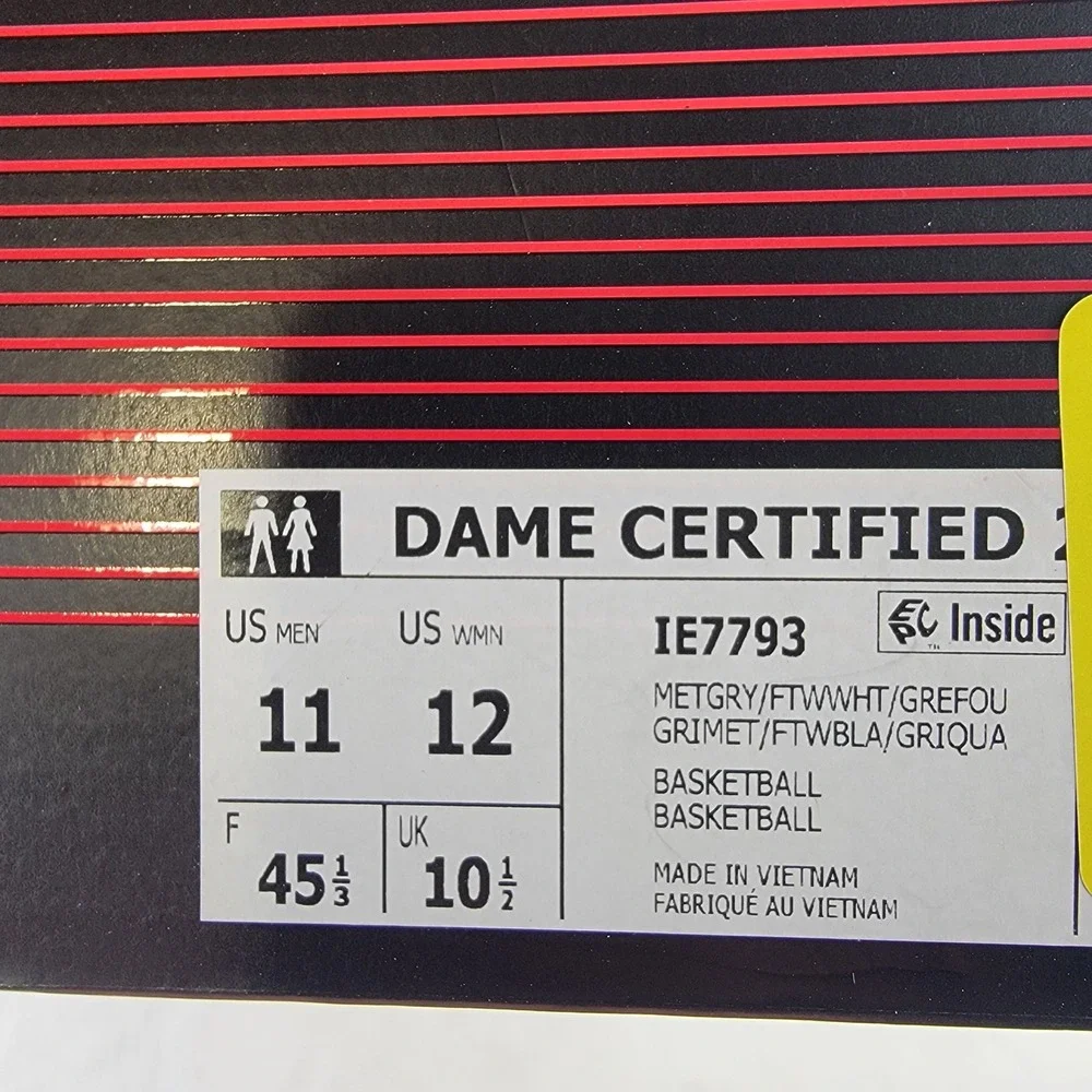 Adidas Dame Certified 2 Mens Basketball Shoes Grey Blue IE7793 Size 11 NEW